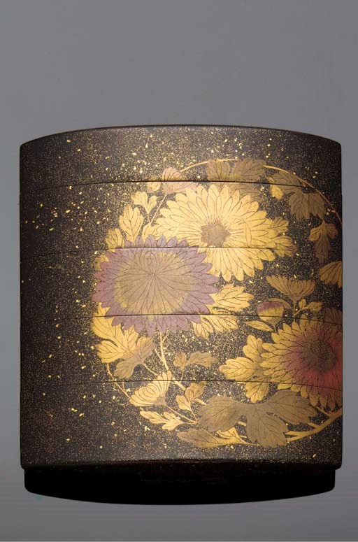 A lacquer four case inro
19th century