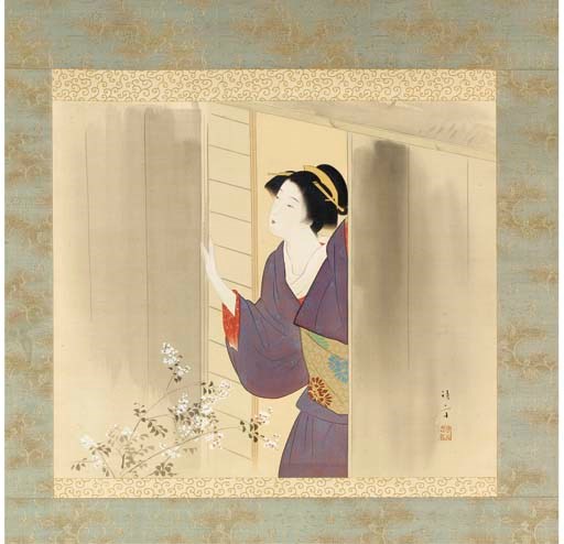 After Kaburagi Kiyokata (1878-1973)
A hanging scroll in sumi, gofun and colour on silk