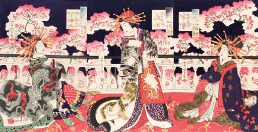 Yoshitora, an oban triptych