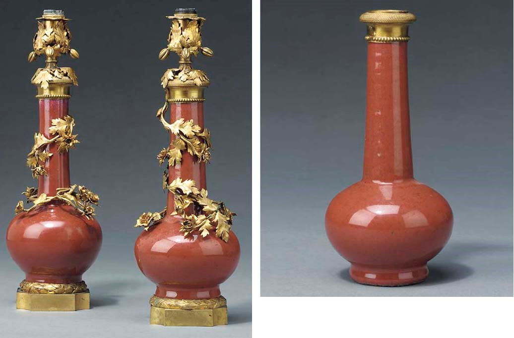A PAIR OF LATE LOUIS XVI ORMOLU-MOUNTED SANG-DE-BOEUF PORCELAIN VASES