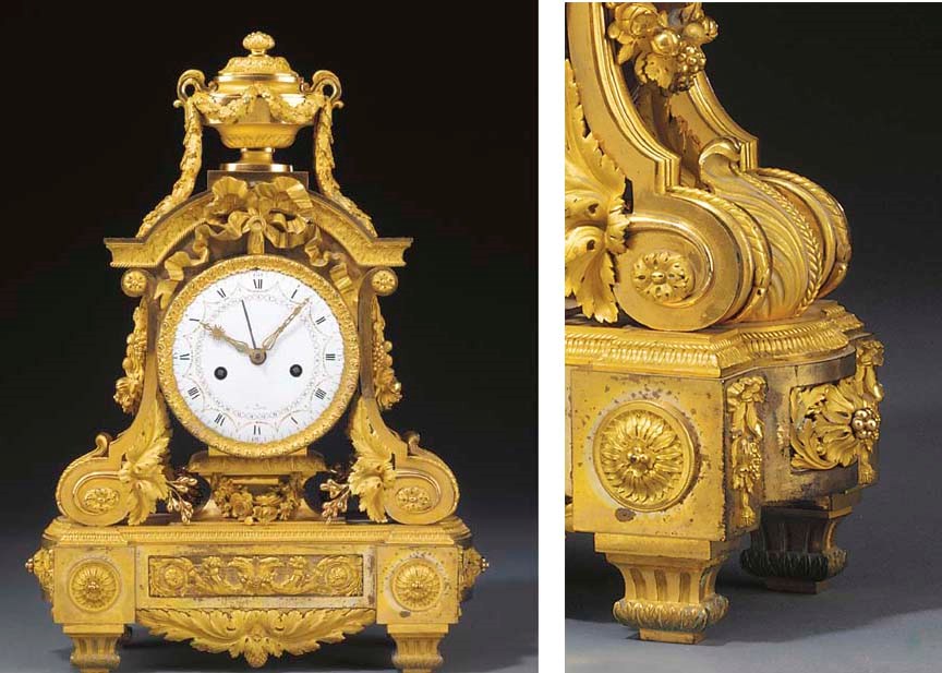 AN EMPIRE ORMOLU MANTEL CLOCK