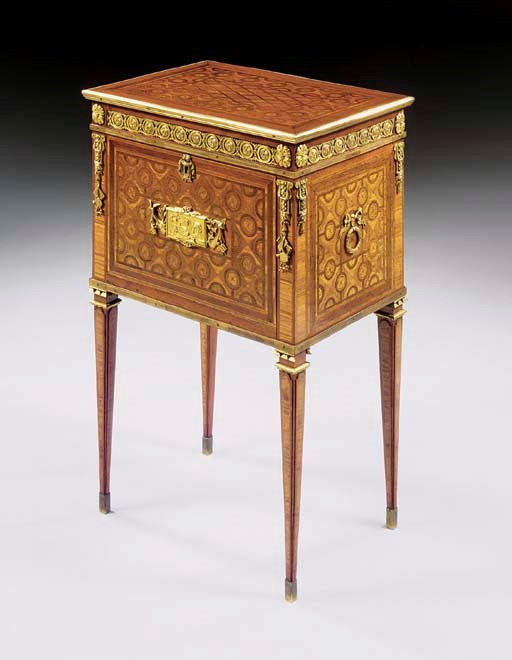 A LOUIS XVI ORMOLU-MOUNTED KINGWOOD, TULIPWOOD AND PARQUETRY TABLE A TRANSFORMATION