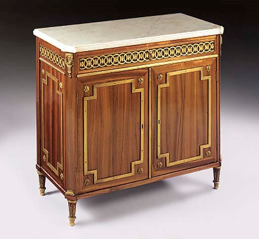 A LOUIS XVI ORMOLU-MOUNTED BOIS SATINE MEUBLE D'APPUI