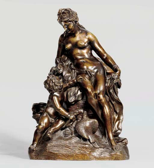 A BRONZE GROUP OF VENUS AND CUPID
