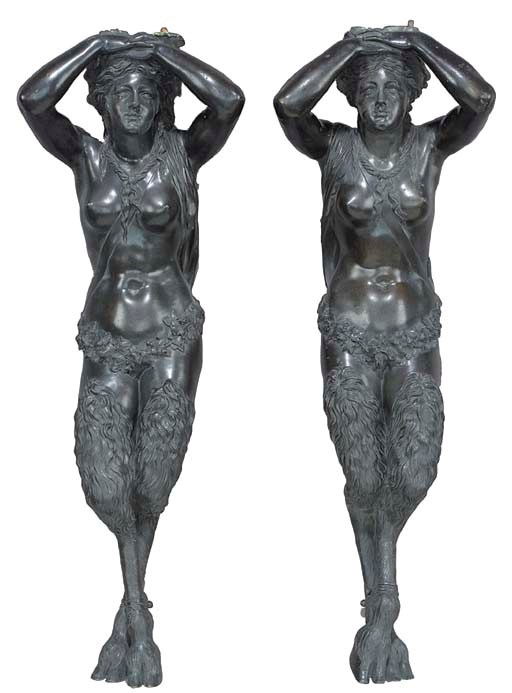 A PAIR OF LOUIS XVI BRONZE CARYATID FIGURES
