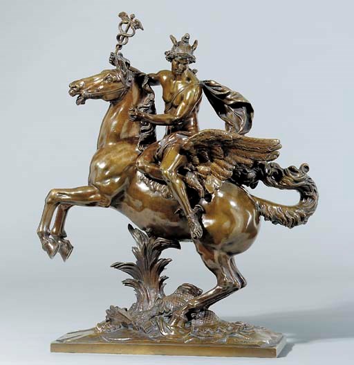 A BRONZE EQUESTRIAN GROUP REPRESENTING MERCURY