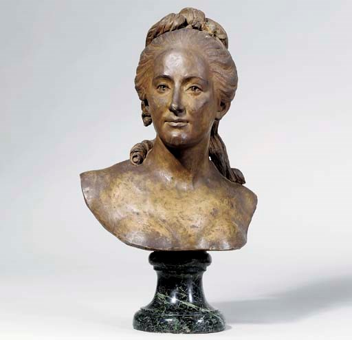 A TERRACOTTA BUST OF A WOMAN