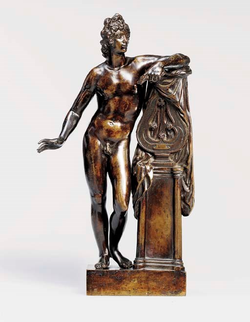 A BRONZE FIGURE OF APOLLO