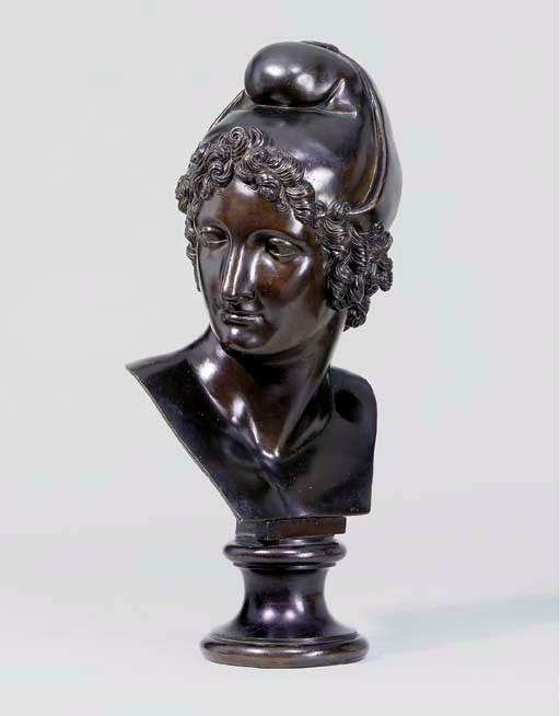 A BRONZE BUST OF PARIS