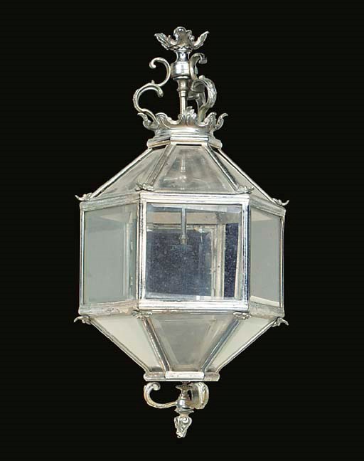 A French chrome metal lantern