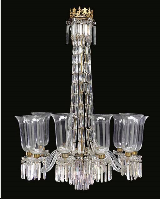 A glass ten light chandelier