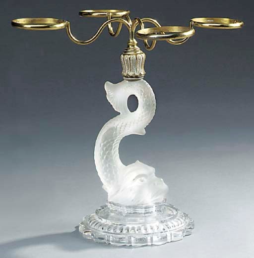 A late Victorian brass and moulded glass patent Cricklite table lamp