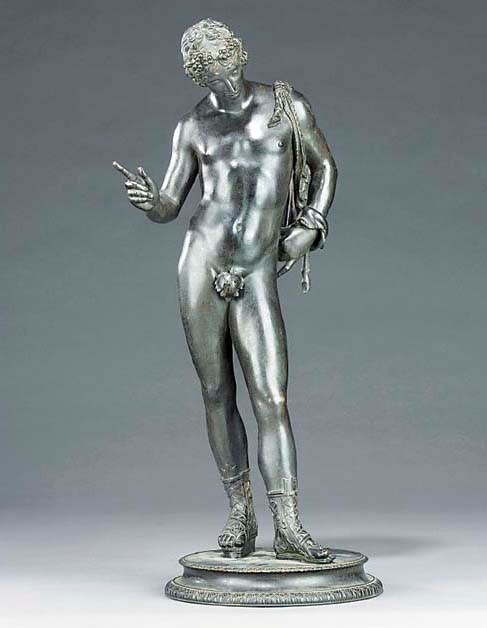A Neopolitan bronze figure of Narcissus