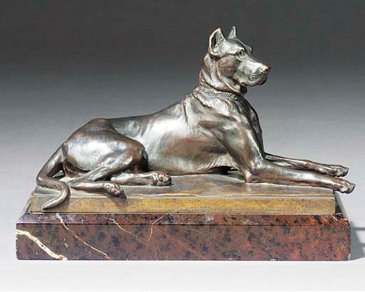 A French bronze of a Mastiff dog