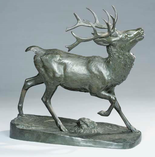 A French bronze model of a stag