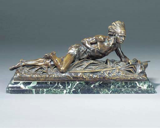 A French bronze figure of a Native American