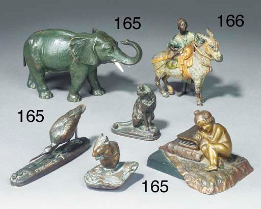 A Viennese cold painted bronze of an Arab boy with a donkey