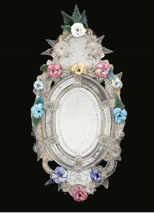 A Venetian glass wall mirror