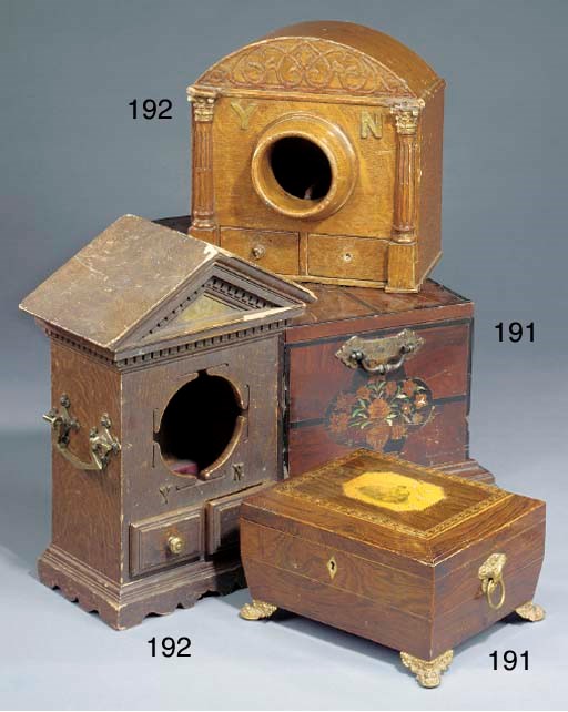A Victorian Masonic lodge oak ballot box