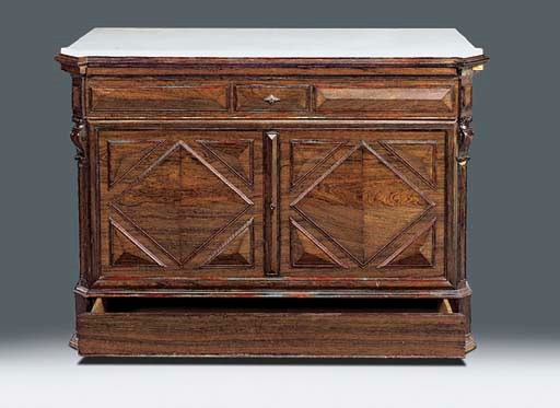 A RESTAURATION ROSEWOOD COMMODE