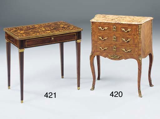A French Kingwood and tulipwood banded petit commode