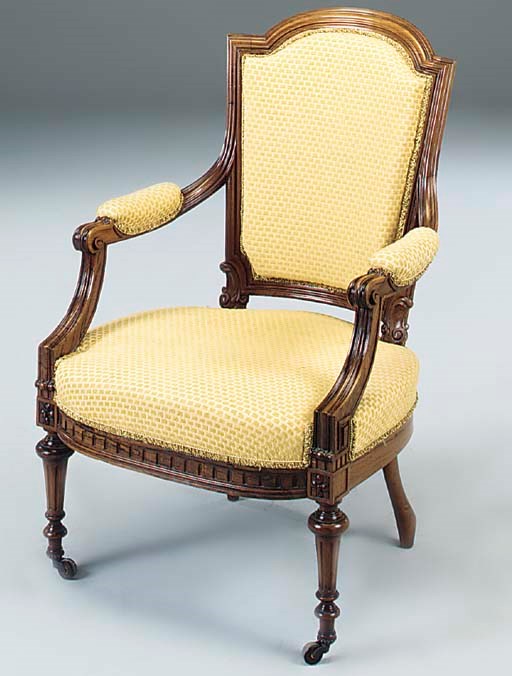 A Napoleon III rosewood fauteuil