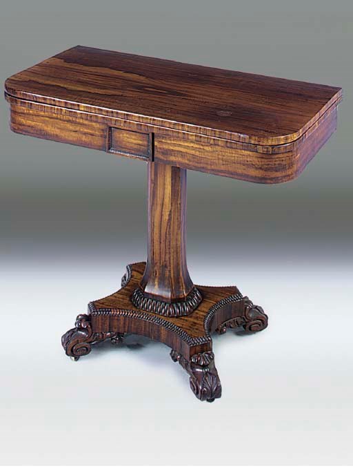 A William IV rosewood card table