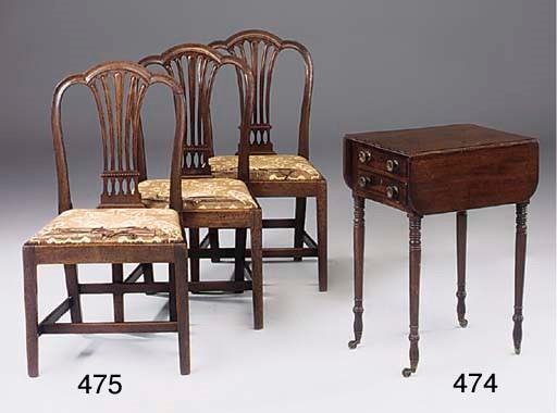 A set of three George III mahogany dining chairs