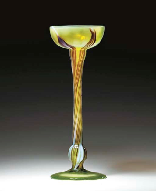 A FAVRILE GLASS FLORIFORM VASE