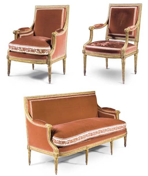 A SUITE OF LOUIS XVI GILTWOOD SEAT-FURNITURE