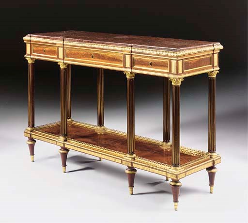 A LOUIS XVI ORMOLU-MOUNTED MAHOGANY CONSOLE DESSERTE