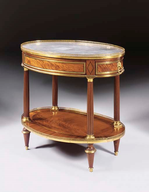 A LOUIS XVI ORMOLU-MOUNTED MAHOGANY TABLE EN CHIFFONIERE