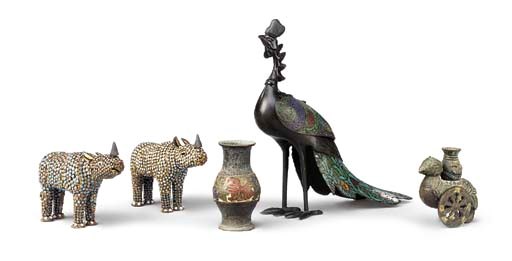 A Chinese parcel-gilt model of a mythical bird