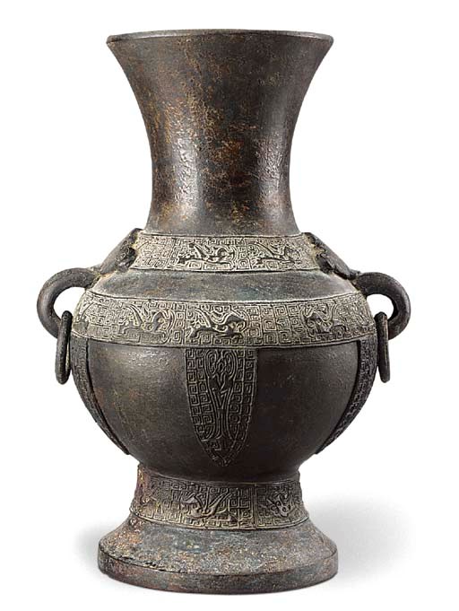 A Chinese bronze archaic-style baluster vase