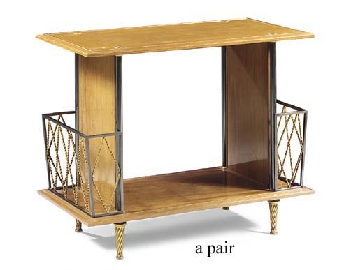 A PAIR OF FRENCH ORMOLU-MOUNTED AMARILLO AND BRONZE CENTRE TABLES