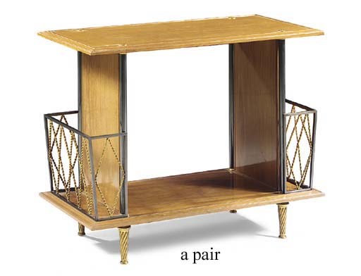 A PAIR OF FRENCH ORMOLU-MOUNTED AMARILLO AND BRONZE CENTRE TABLES