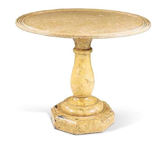 AN ITALIAN GIALLO MARBLE AND SIMULATED MARBLE CENTRE TABLE