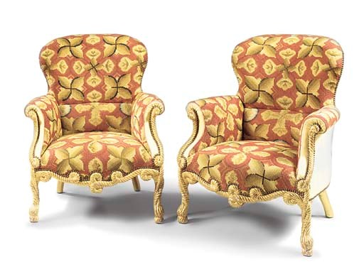 A PAIR OF FRENCH GILTWOOD BERGERES