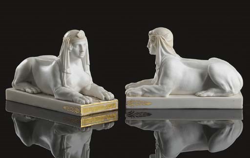 A pair of Buen Retiro sphinxes