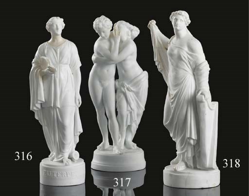 A Buen Retiro white biscuit figure of Terpsichore