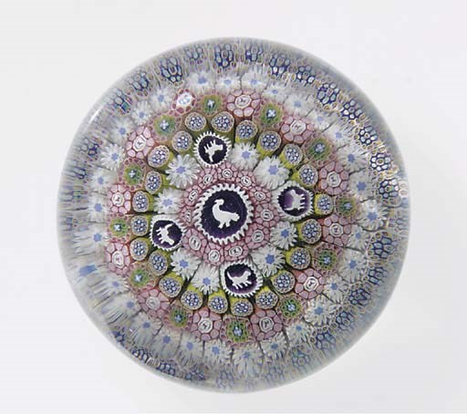 A St. Louis signed patterned close concentric millefiori weight