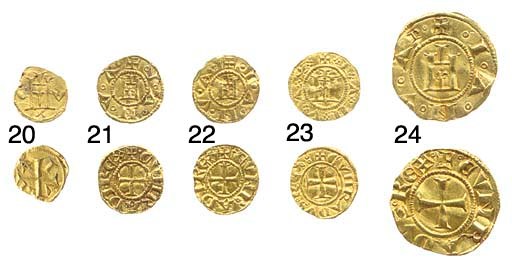 Genovino d'oro, 3.507g., +.I.A.N.V.A.P., castello, con cinque punti, in cerchio, rov. +.CVNRADVS.REX., croce in cerchio, interpunzione anellini (B.841; CNI.23,49-50 var.; F.351; Lun.9; MIR.5), un poco ondulato, BB
