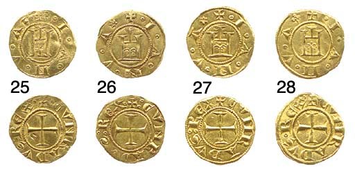 Genovino d'oro, 3.493g., come prec. ma sigla vasetto, castello con tre punti (B.841; CNI.23,55; F.351;  Lun.9; MIR.5), leggenda ribattuta, BB