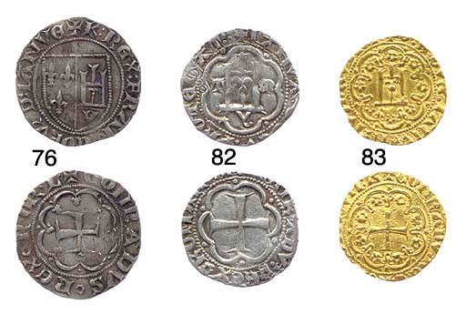 Grosso, 2.903g., +K:REX:FRANCORV2:D:IANVE,  scudo partito di Francia e Genova, V sotto il castello, rov. +.CONRADVS: REX: ROR.L, croce in otto archi con trifogli e globetti (B.882; CNI.86,23; Lun.55; MIR.55), BB, molto rara