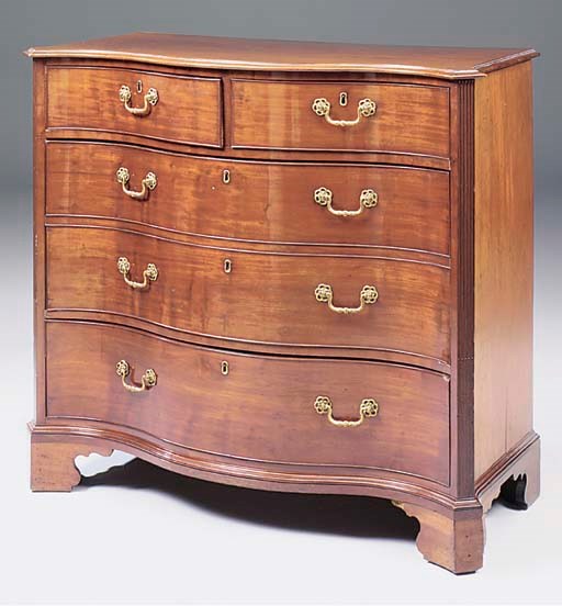 A late George III mahogany serpentine chest of drawers