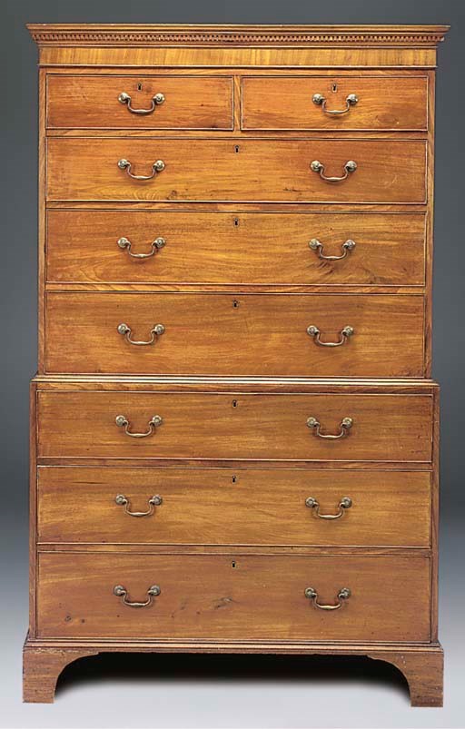 A GEORGE III MAHOGANY TALLBOY CHEST