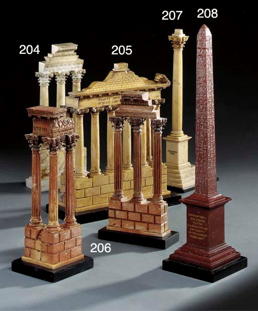 An Italian sculpted Siena marble model of the Column of Phocas