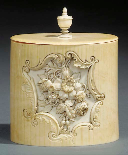 A Victorian carved ivory sectional tusk box