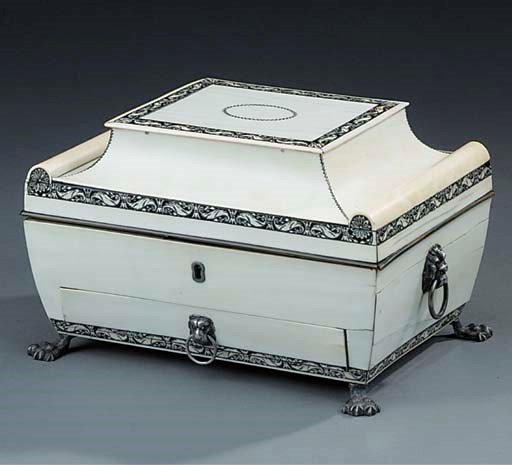 A Vizagapatnam ivory veneered and lac highlighted sandalwood workbox