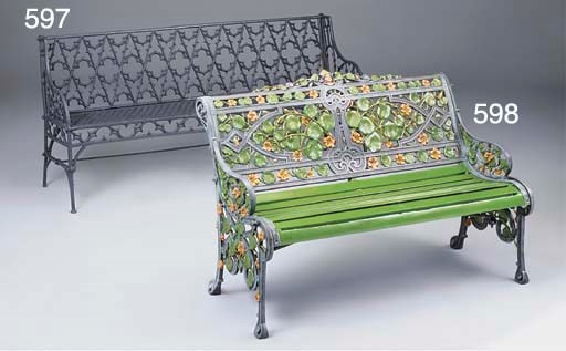 A French white painted cast iron seat